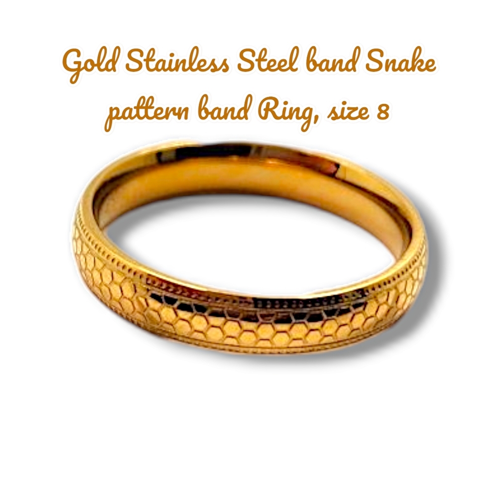 Gold Stainless Steel band Ring , size 8